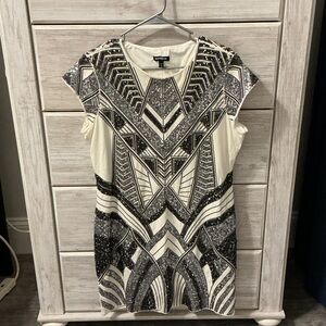 Express Black and Silver Sequin Dress